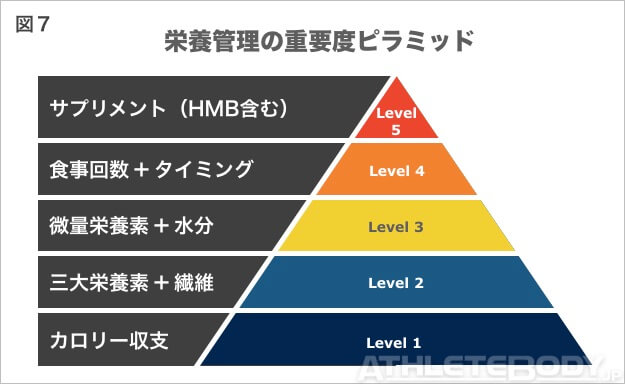図7 栄養管理の重要度ピラミッド AthleteBody.jp